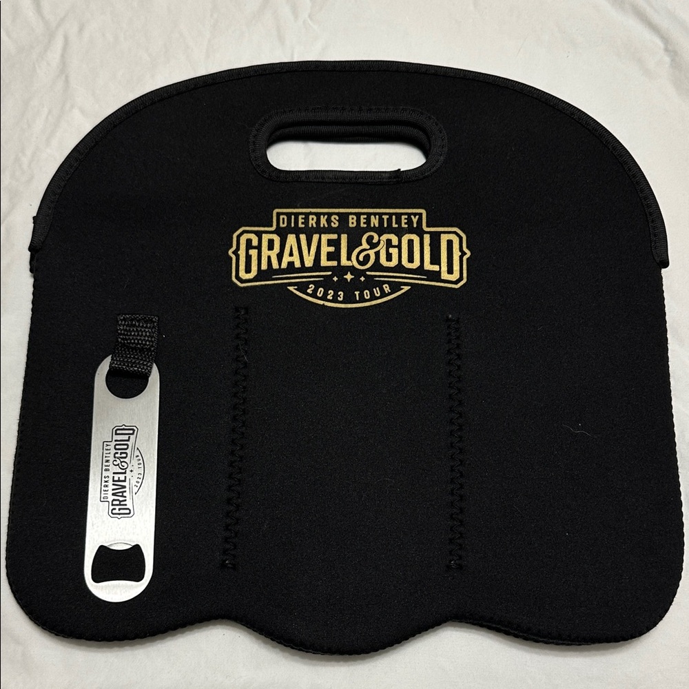 Black six pack bottle bag from Dierks Bentley”s Gravel and Gold 2023 tour.